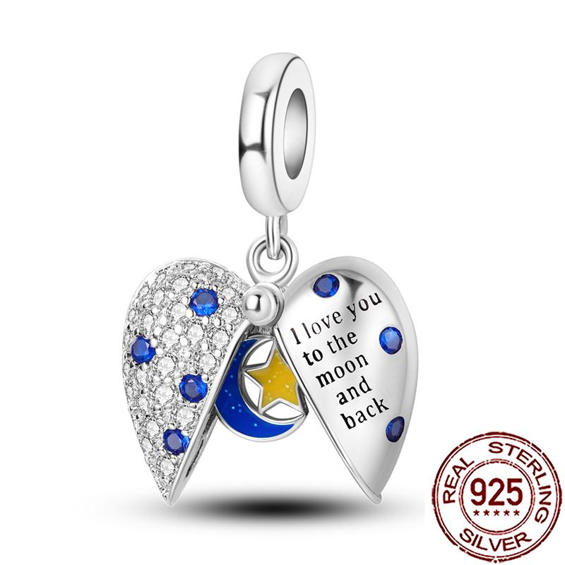 Charms Copper Moon Star Night Sky Galaxy Celestial Dangle Beads Fit Snake Chain Bracelet Necklace Women Diy Jewelry