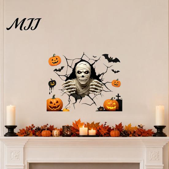 Bedroom Spooky Wall Stickers Halloween Stickers, Self Adhesive Vinyl Decals, Waterproof Removable Decals for Party Home Store Decor Peel And Stick