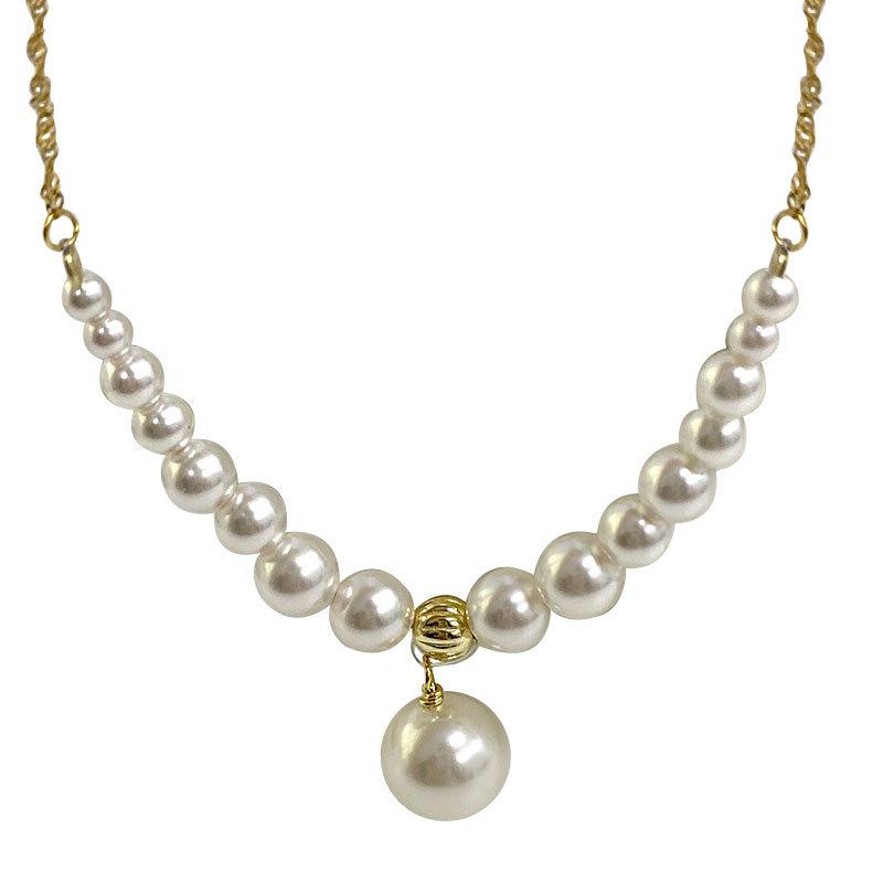 Französische Retro-Palaststil-Perlenkette mit einem leichten Luxus- und High-End-Gefühl, Perlenkette mit Farbverlauf