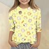 Kids Animal Print Crew Neck 3/4 Sleeve Casual T Shirt Soft Fabric Comfortable Fit Lightweight Design Suitable for Everyday Wear