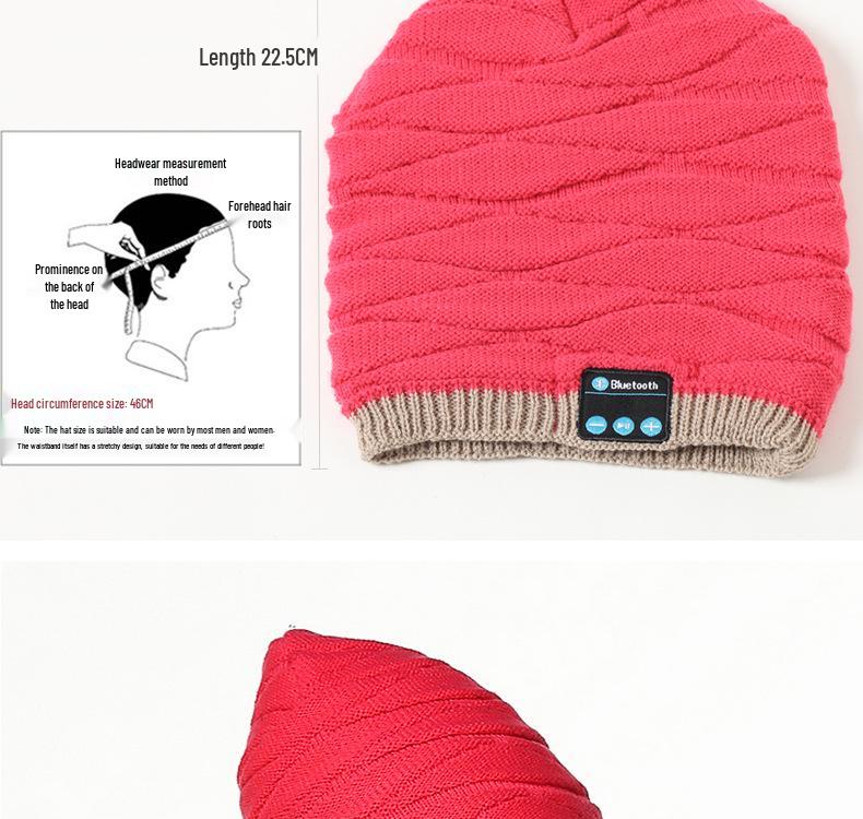 New Dual Ear Horn Stereo Bluetooth Music Headphone Hat - Washable & Rechargeable