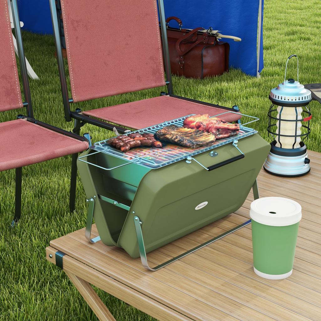 Metalen Geschikt-Stijl Draagbare Barbecue Grill - Groen