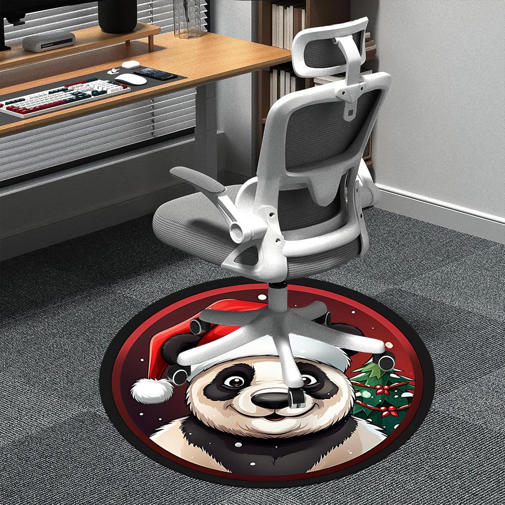 1PC Panda Christmas Office Round Area Rug, Mat Suitable ForOffice, Under Office Chairs Bedroom Living Room Home Decor, Room Deco
