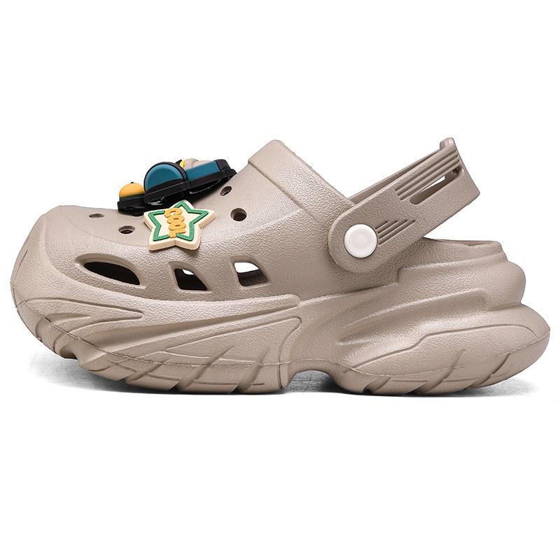 Hole Shoes for Men and Women Couples Summer Outer Wear Bag Head Half Slippers Thick Sole Non-slip