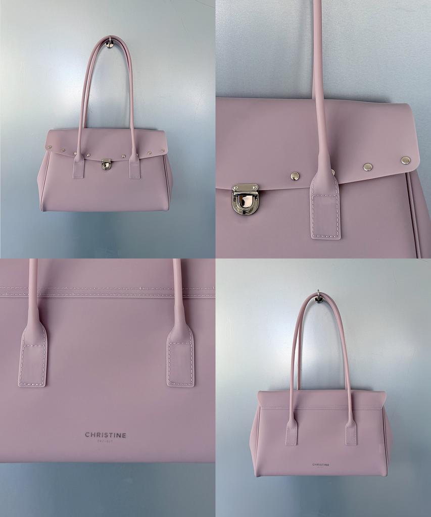 Christine Project [Free Sunglasses Bag Charm] Stud Jelly Shoulder Bag (Taro Milk Tea)