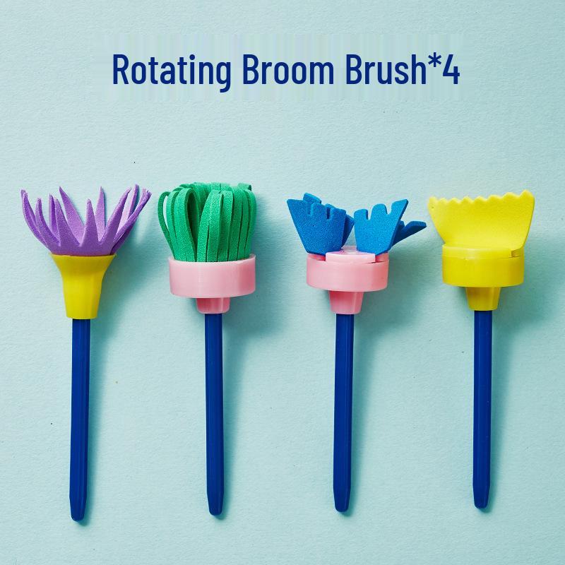 Kid's Sponge Stamp Ink Pad and Roller Set for Painting and Drawing