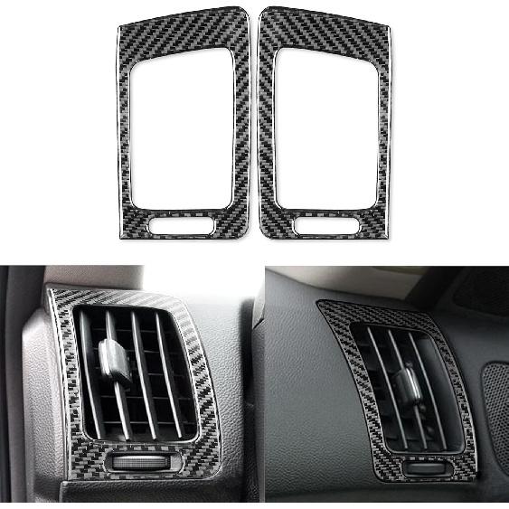 2pcs Radio Console Panel Carbon Fiber Sticker Cover Kit AC Button Frame for Infiniti G37 2008-2013 G35 2007-08 G25 2011 2012 Q60 2014 2015 (Style B)