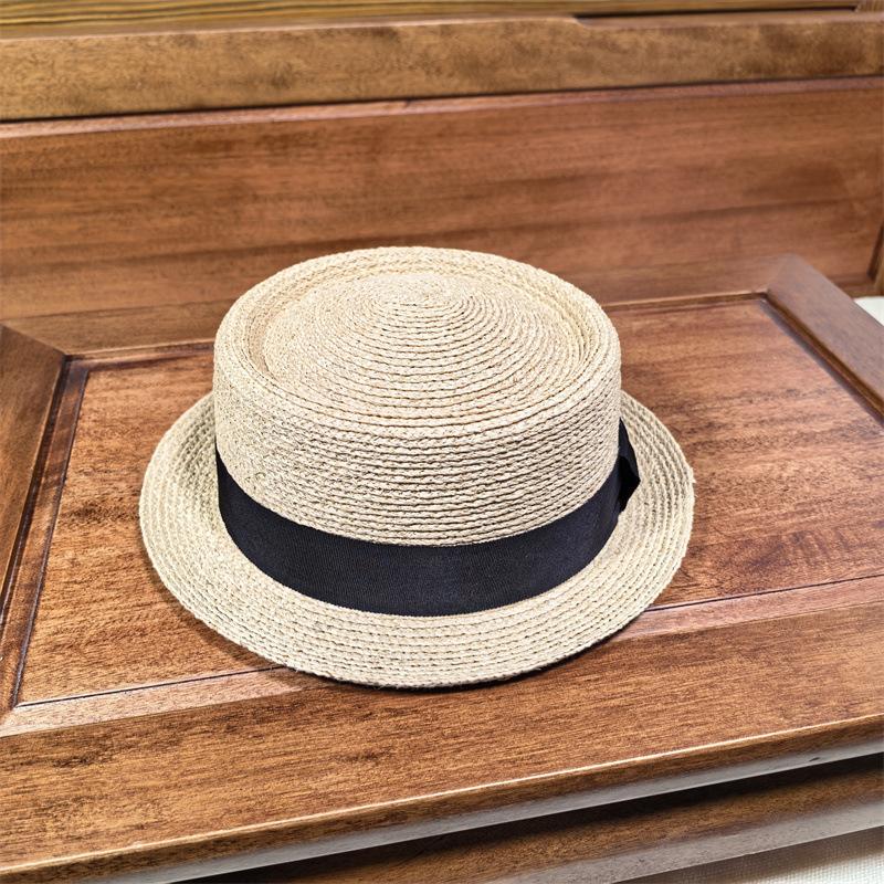 Sombrero Porkpie clásico sombrero porkpie de paja para hombres mujeres sombrero ala plana fedora sombrero de sol de rafia trilby de verano sombrero de jazz sombrero de fieltro vintage