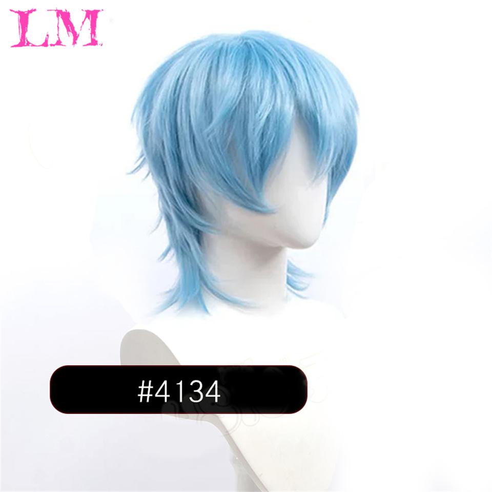 LM Synthetic Short Wigs Wolf Cut with Bangs Choppy Cosplay Party Wig for Men Women Pink Red Blue Purple Korean Style Man Wig