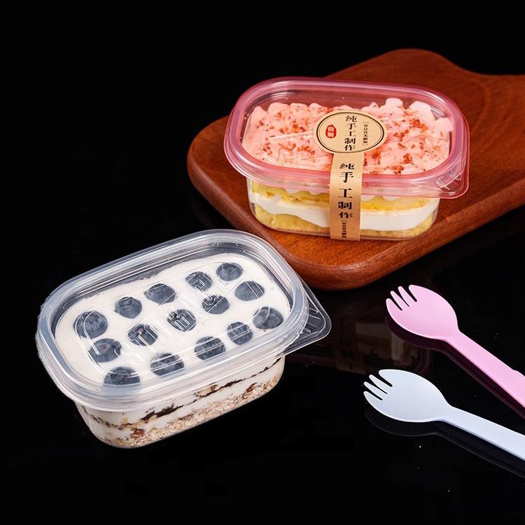 280ml Disposable Plastic Meal Box with Lid for Cake, Yogurt, Taro Balls, or Fruit Salad