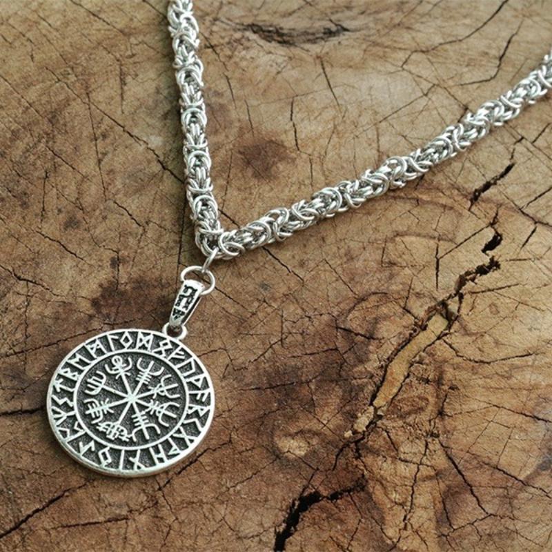 ODIN'S Vegvisir Symbol of Norse Runic Pendant Men Necklace Viking Runes Vegvisir Compass Soul Jewelry