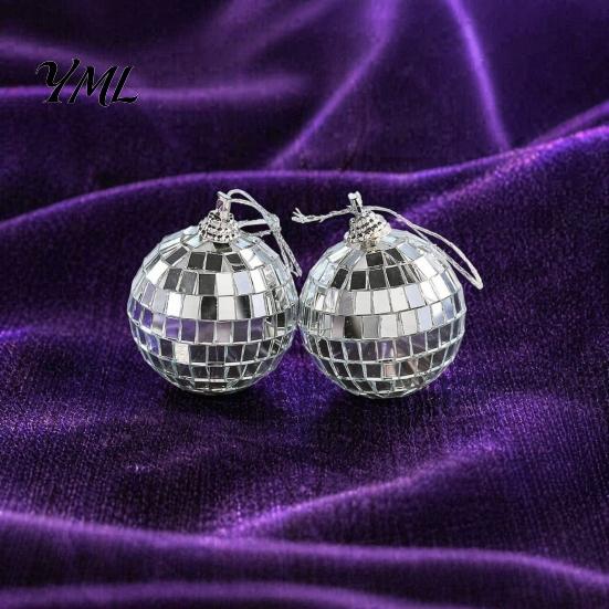 Reflective Disco Ball Decor for Car Rearview Mirror 6 Pcs Mini Silver Balls, Hanging Ornaments, Shiny Wedding Reception Decoration with Rope