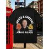 Men's Funny Meats & Cheeses T-Shirt - Retro Cheese & Meat Print Humor Suitable for Parties, Casual Wear, Machine Washable Round Neck Tee with