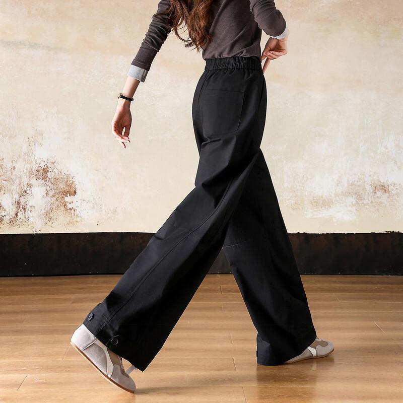 Demana Women's Brushed Cotton High-Waist Curved Casual Pants