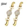 Metal Collar Brooch 2Pcs Vintage Sweater Clips for Women Girls, Retro Faux Pearl And Rhinestones Cardigan Clips, Elegant Clasp Pin Dresses Shawls,