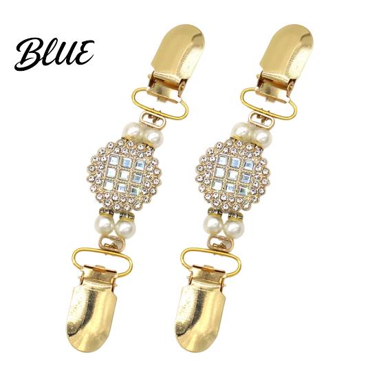 Metal Collar Brooch 2Pcs Vintage Sweater Clips for Women Girls, Retro Faux Pearl And Rhinestones Cardigan Clips, Elegant Clasp Pin Dresses Shawls,