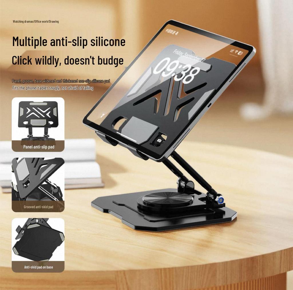Adjustable Aluminum & Carbon Steel Rotating Stand for iPad/Phone