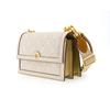 Tory Burch T Monogram Double T Logo All Over Print Fabric With Leather Trim Crossbody Shoulder Bag Small Women Bags Almond-White 147596-254
