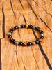 Triple Protection Natural Stone Beads Bracelet Tiger's Eye for Courage Obsidian for Grounding & Pyrite for Wealth Health Jewelry
