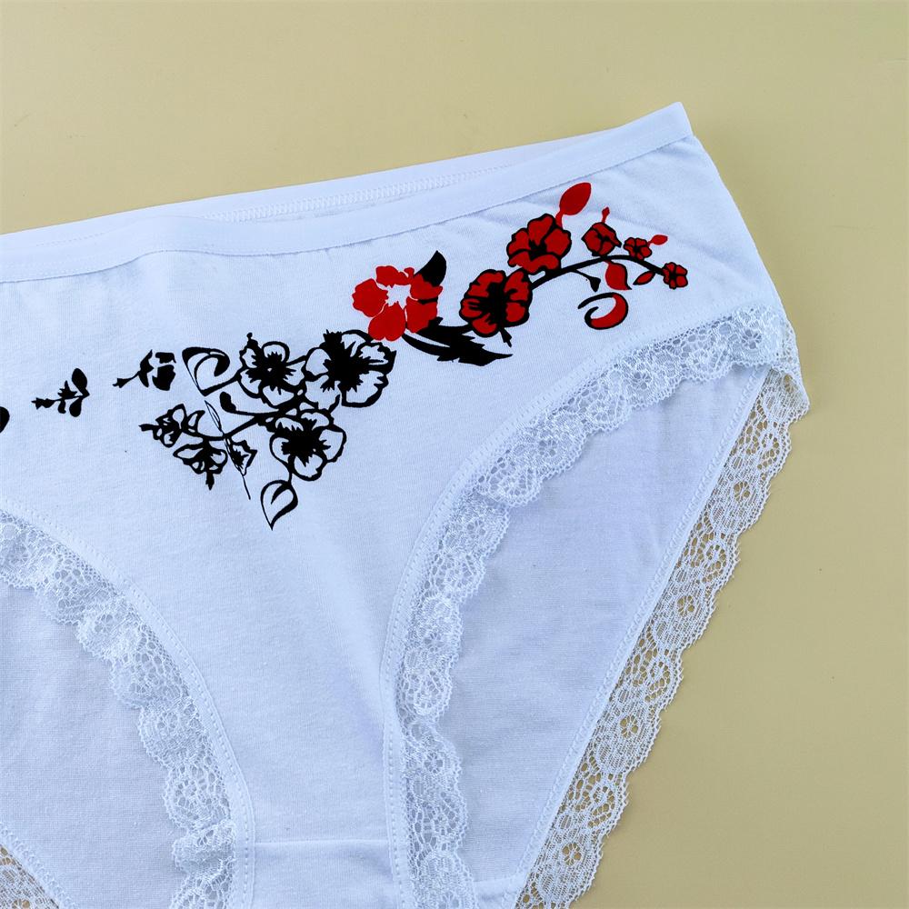 6 Pieces Floral Printed Women's Plus Size Cotton Underwear Comfortable Ladies Soft Briefs Breathable Mother Panties