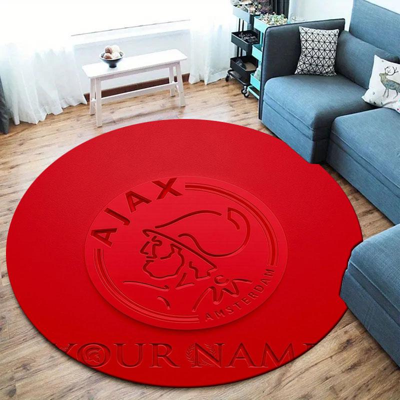 AFC Ajax Custom Name Round Area Rug,Carpet Rug for Living Room Bedroom Sofa Playroom Decor,Non-slip Floor Mat