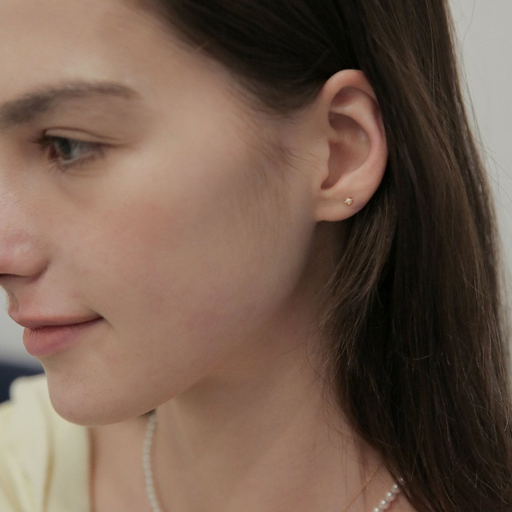 14K Gold-Filled Silver Tulip Pearl Pin Earrings