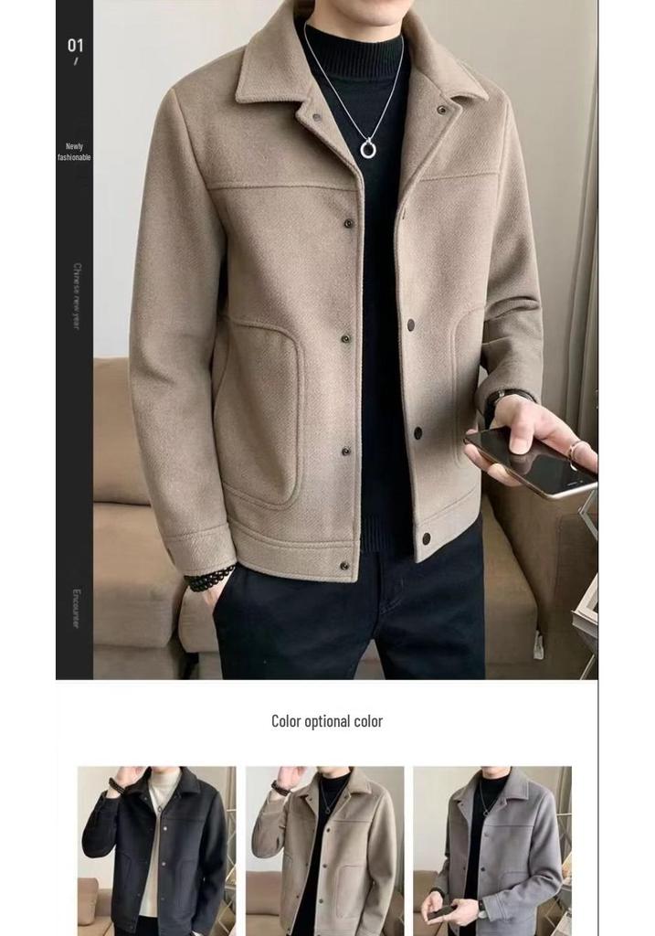 Men's Woolen Jacket: Korean Style Short Coat - Trendy Fashion for Spring, Autumn, Winter 2025