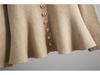 Women's Spring/Fall Elegant POLO Collar Ruffle Cardigan Sweater & Hip-Hugging Skirt Two-Piece Set