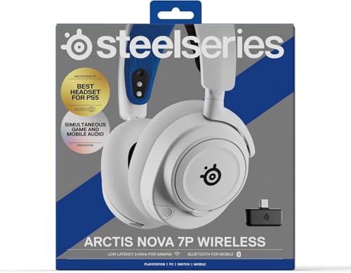 SteelSeries Arctis Nova 7P Wireless Gaming Headset, Lightweight, Voice Chat Enabled, Simultaneous Connection to Games and Smartphones, Wireless, Close