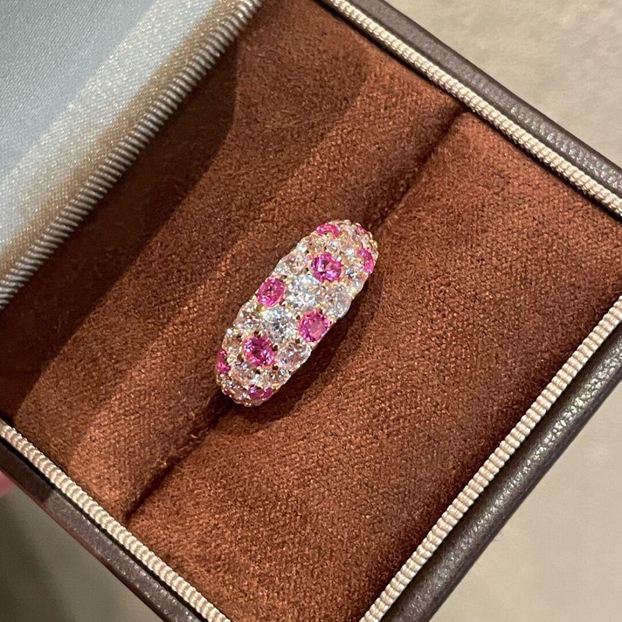 Отдел Ветряной Энергетики Старые Деньги Кольцо Мятного Двора Параиба Цветные Пузырьки Полностью Инкрустированное Бриллиантами Кольцо с Розовым Корундом Женское opening adjustable