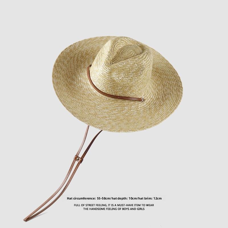 Straw Hat Women's Summer Beach Hat Sun Protection UV Protection Sun Hat Large Brim Straw Visor
