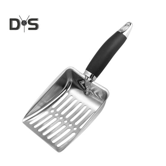 

Совок для кошачьего туалета из нержавеющей стали, просеивающий совок для кошачьего туалета с нескользящей ручкой, пляжная лопата для кошачьего туалета чёрный