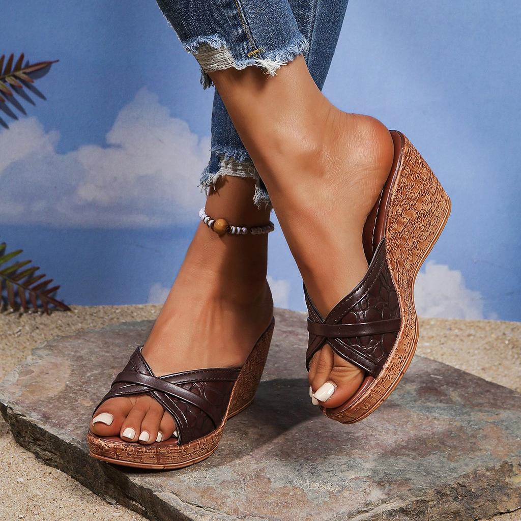 Women Sandals Fashion Summer Mules Sandals Comfort Wedges High Heels Shoes Open Toe Gorgeous Colors Party Plus Size Sandals