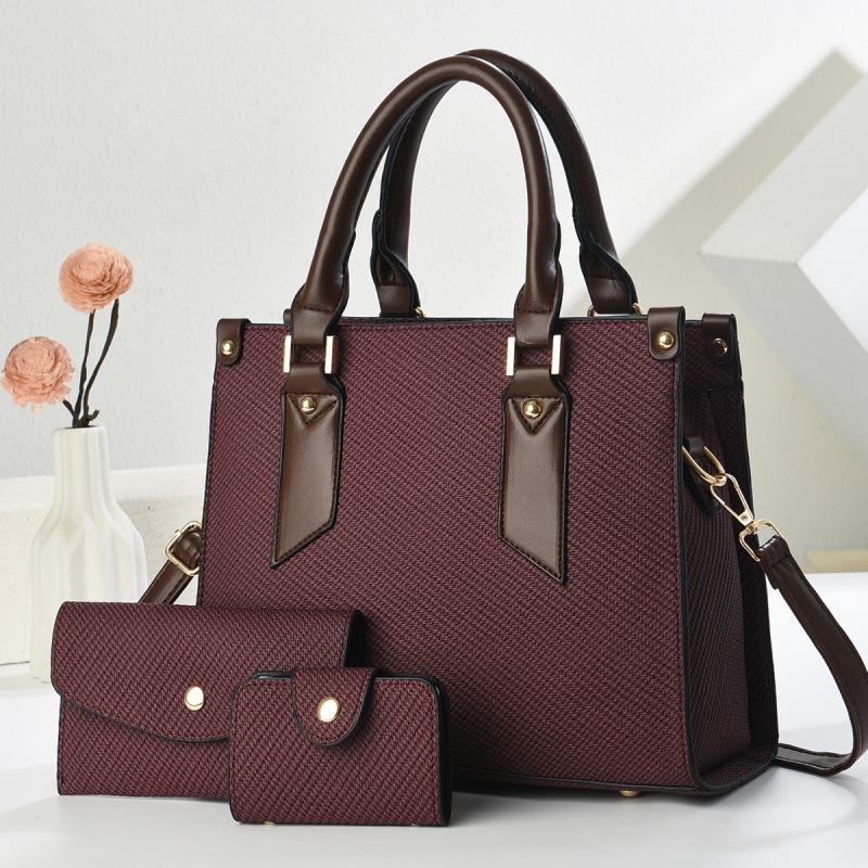 Three-piece set, mother and child bag, new handbag, women's versatile large bag, single shoulder fashion messenger bag Handbag