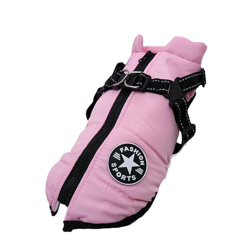 Pet Dog Jacket with Harness Waterproof Small Dog Coat Winter Warm Dog Clothes for Labrador Chihuahua French Bulldog Outfits