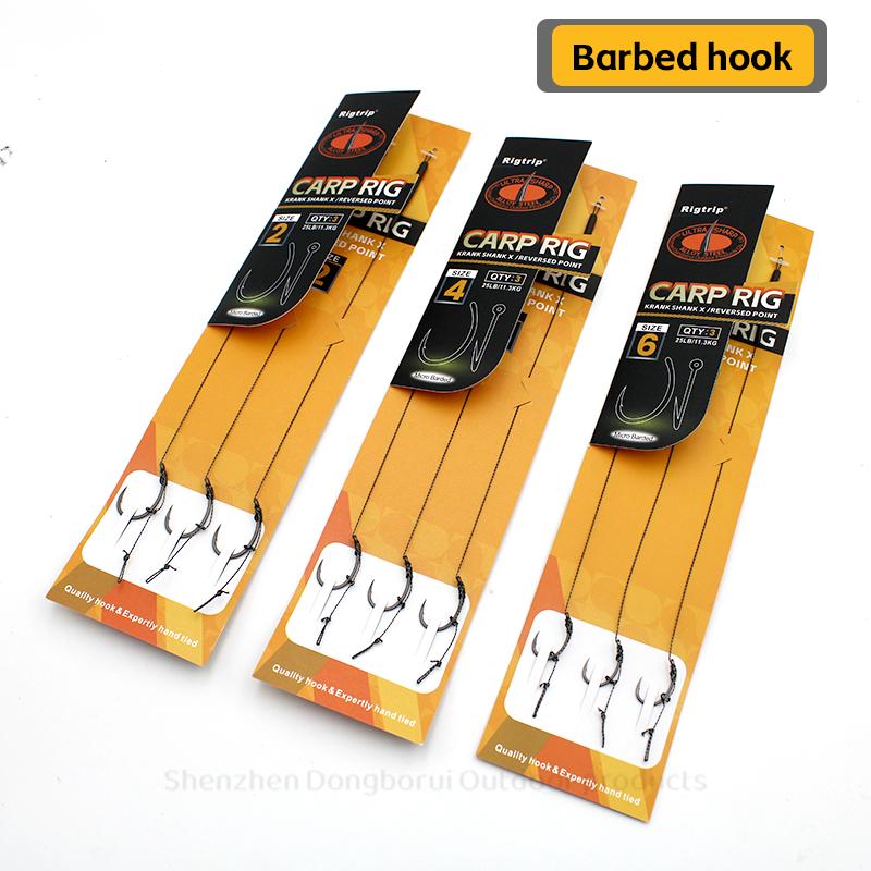 3pcs/pack Carp Fishing Blow Back Rig Barded And Barbless Hook Size 2 4 6 With Fishing Line Anti Tangle Sleeve Carp Fishing Terminal Tackle Accessories