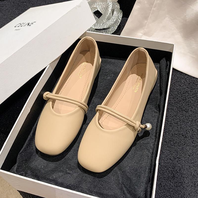 Mary Jane Fairy with Skirt Small Leather Single Shoes Female 2024 New Spring and Autumn Evening Evening Gentle Evening Breeze Flat-bottomed Grandma