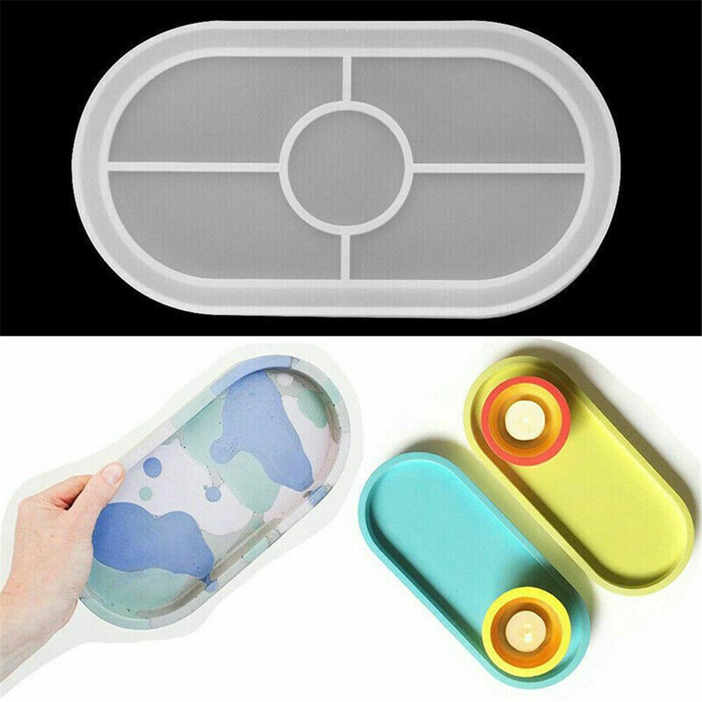 DIY Oval Mould Soft Flexible Jewelry Tray Mold for Office Home Decoration