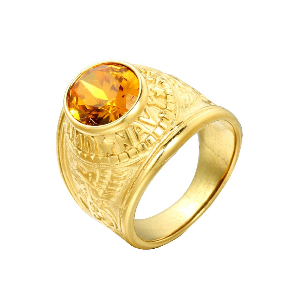 Militärischer Titanstahlring für Herren Trendy Edelstein-Inlay Stilvoller Unisex-Schmuck Geschenk