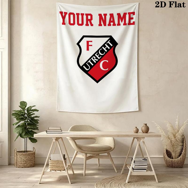 Custom Name FC Utrecht Wall Tapestry Aesthetic Wall Hanging Printed Fabric Blanket Decorative Tapestries for Bedroom Living Room Home Decor