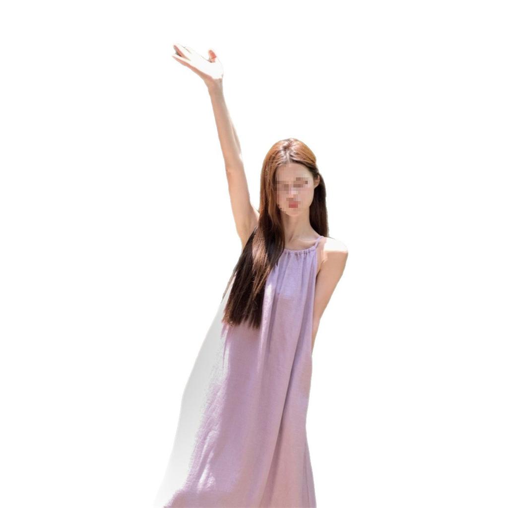 [Original Practice] Loose Suspender Dress Women's Summer New Vacation Gentle Long Dress Chic Sleeveless a Word