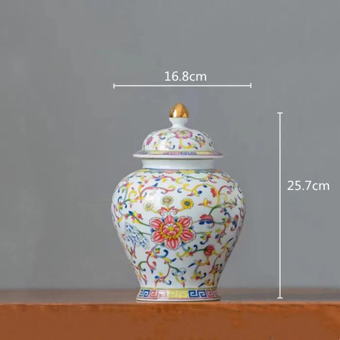 Enamelled Painted Pottery Pot Tea Caddy Ginger Jar Porcelain Canister Storage Tank Tea Organizer Desktop Storage Container