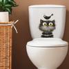 Cartoon Grey Cat Bird Toilet Bathroom Decoration Wall Stickers