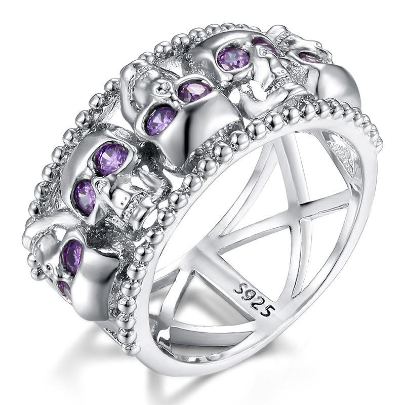 Accessories Creative Zircon Ring Blue Punk Skull Style Set With Diamonds White Gold Purple Diamonds no. 6