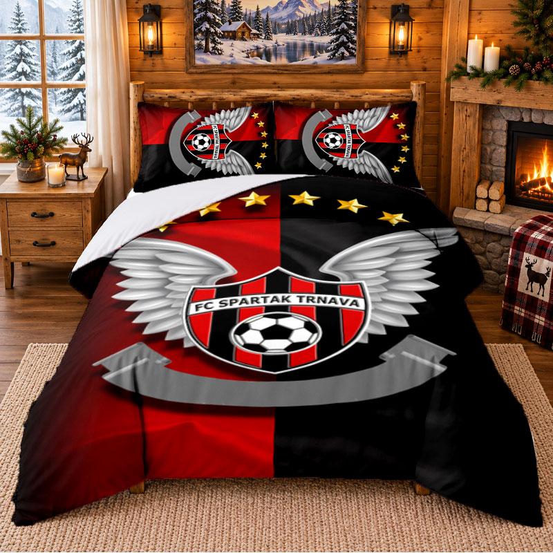 Spartak Trnava Pattern Bedding 3Pcs Set Bed Sheet And Pillowcases For Indoor Bedroom