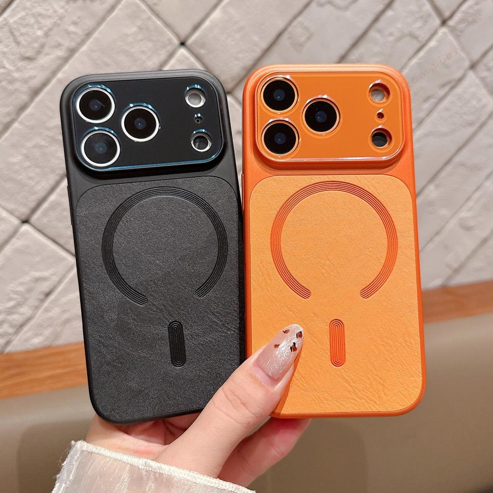 Official Leather Magnetic Phone Case For iPhone 17 Air 15 14 13 16 17 Pro Max 14 15 16 Plus Magsafe Protector Shockproof Cover