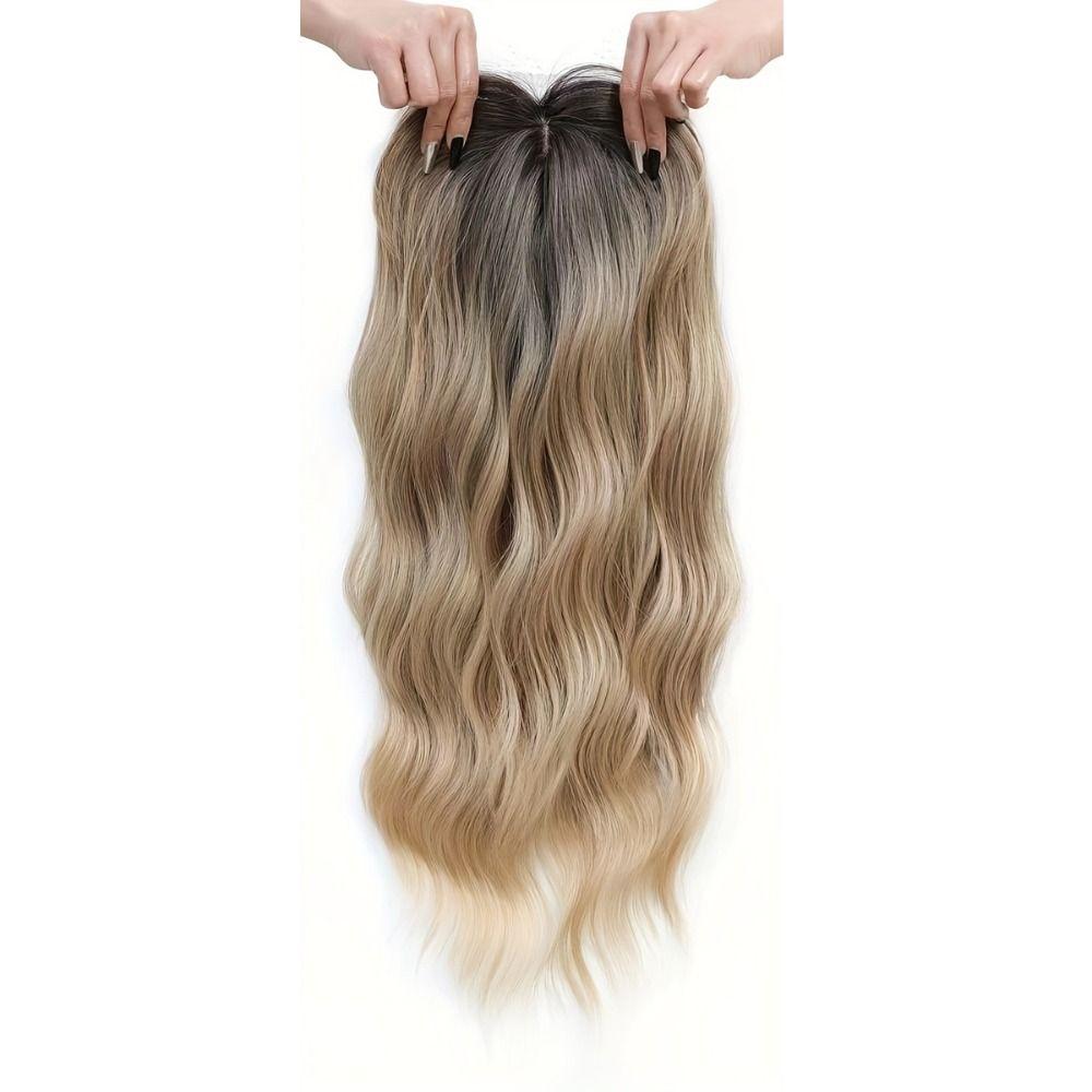 Ombre Topper Hair with Hair Bangs Clip in Top Closures Hairpiece Cover White Hair & Hairline