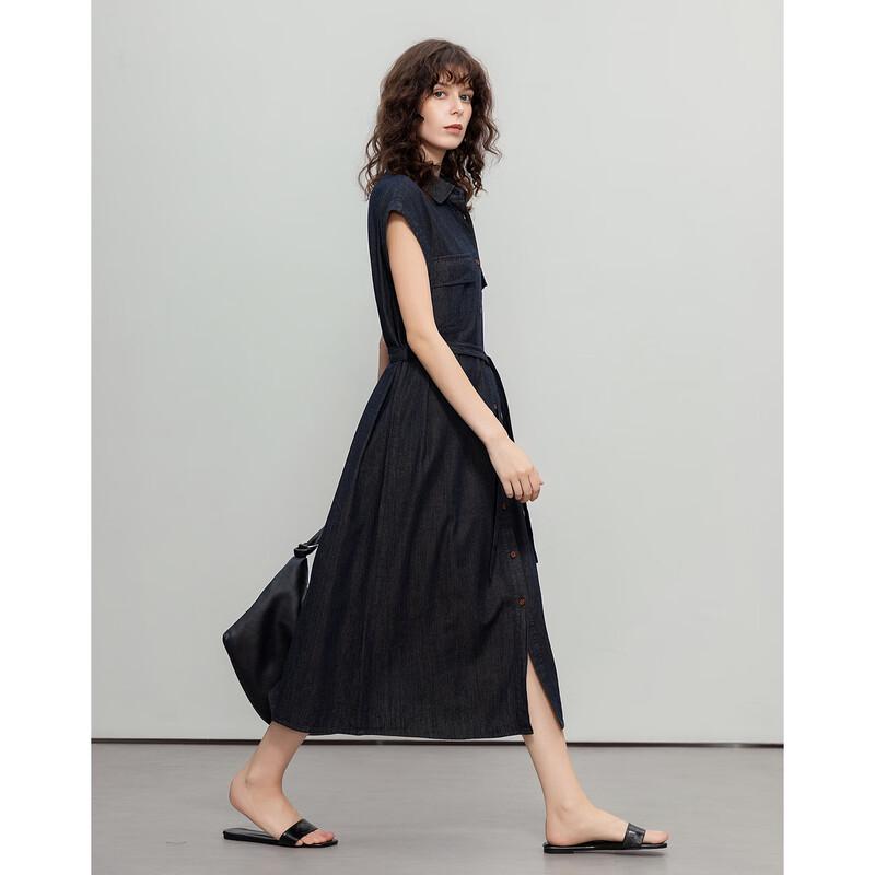 Urban Chic Lapel Denim Midi Dress L