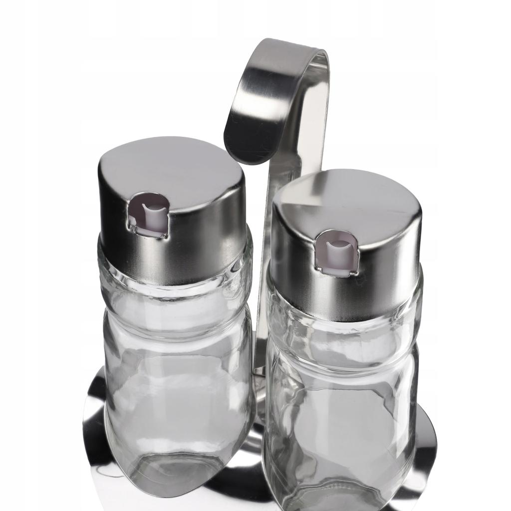 KADAX Butelka Szklana Na Oliwę Ocet 2x100ml Zestaw Do Oliwy Octu + Stojak