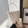 Rhombus embroidery thread small bag women's new summer popular versatile chain messenger bag exquisite bucket bag